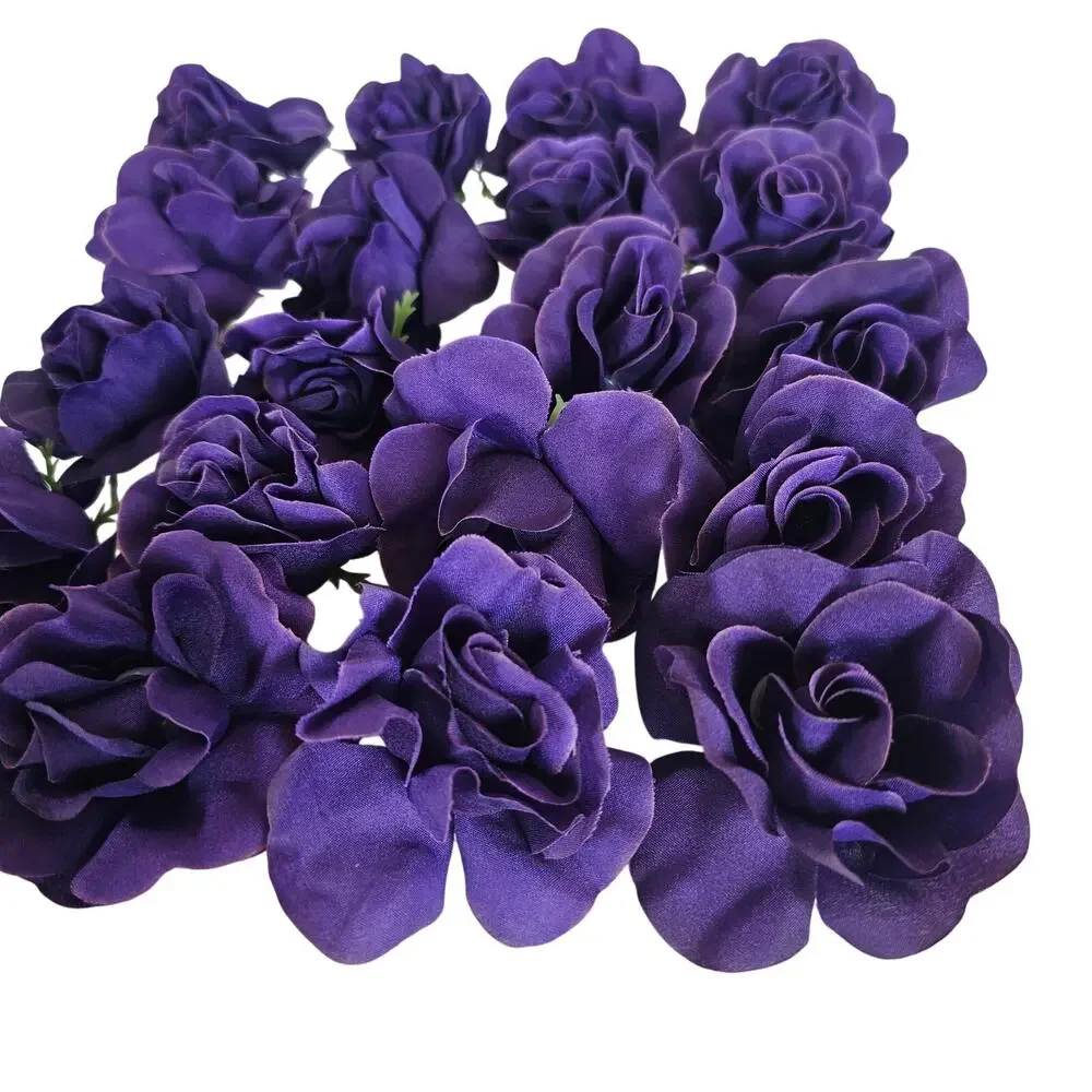50 Purple Silk Rose Heads Stemless Wedding Floral Craft DIY Wreaths 2.5in